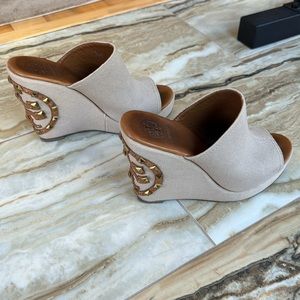 Tory Burch Open Toe Pump Wedges